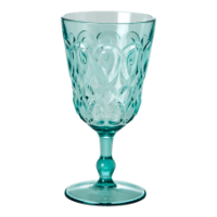 Mint Blue Swirl Embossed Acrylic Wine Glass Rice DK